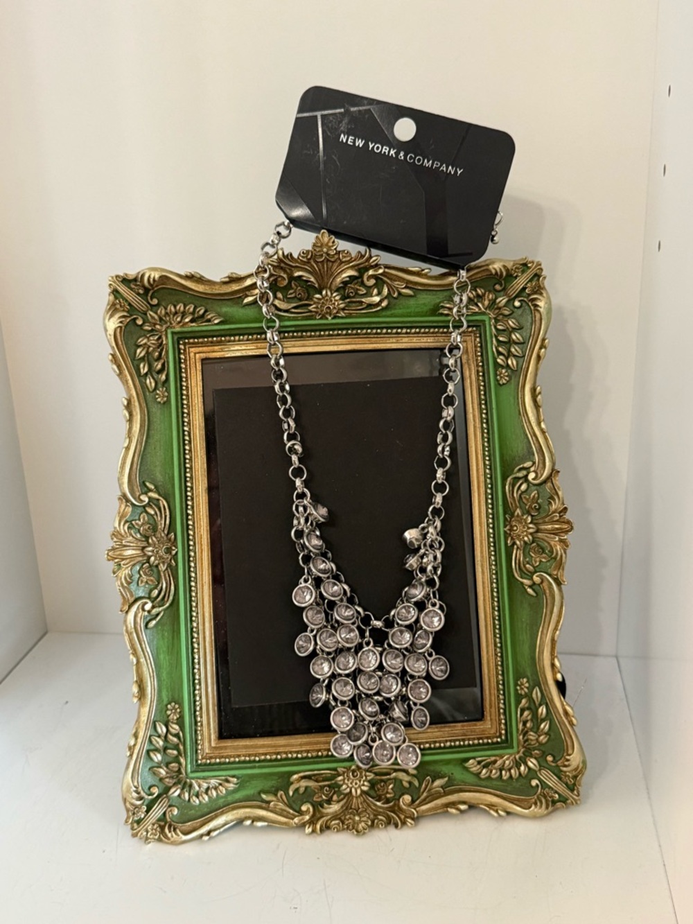 New York & Company Silver Crystal Cluster Necklace